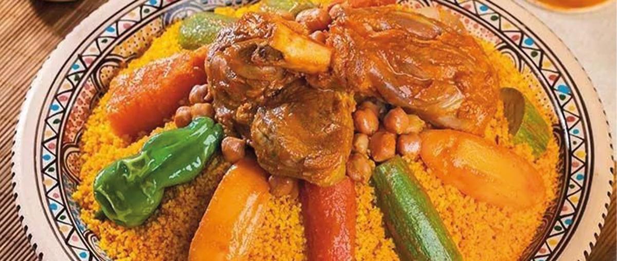 Traditional Tunisian couscous with vegetables and lamb - national dish of Tunisia