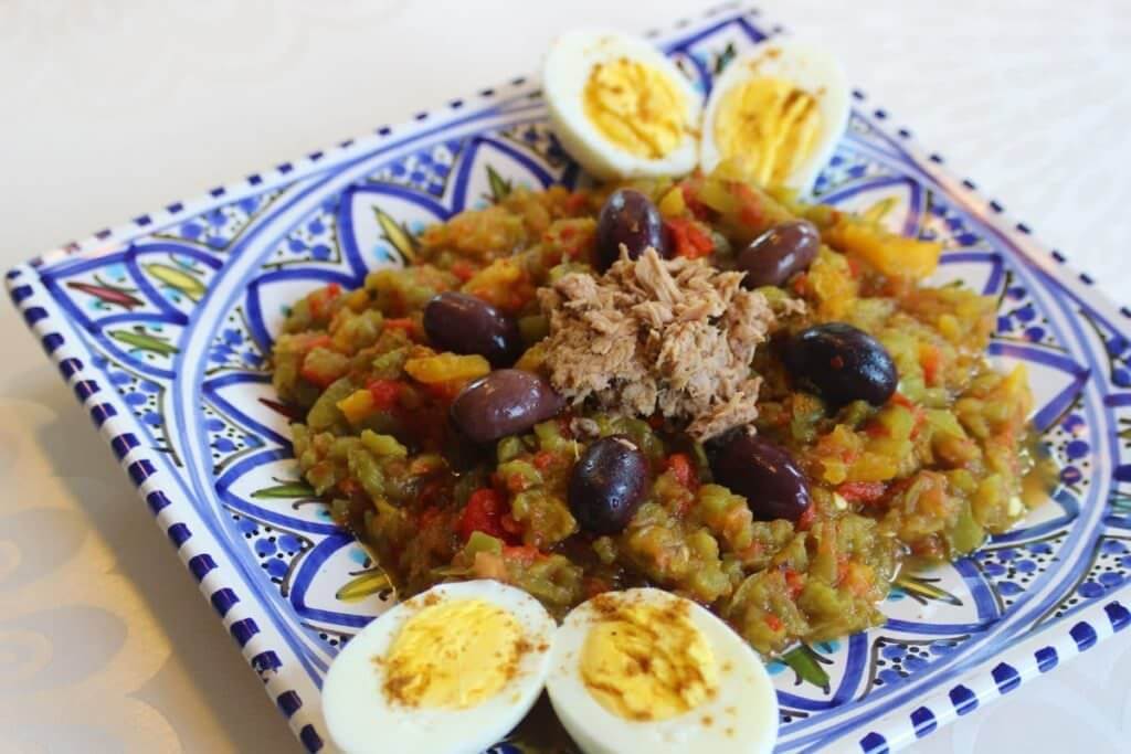Mechouia grilled pepper and tomato salad - classic Tunisian appetizer